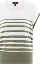 Khaki Textured Knit Cap Sleeve Top