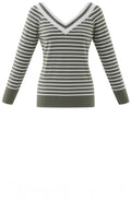 Khaki Wide V Neck Sweater