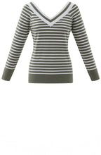 Khaki Wide V Neck Sweater