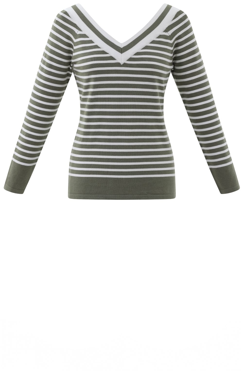 Khaki Wide V Neck Sweater