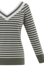 Khaki Wide V Neck Sweater