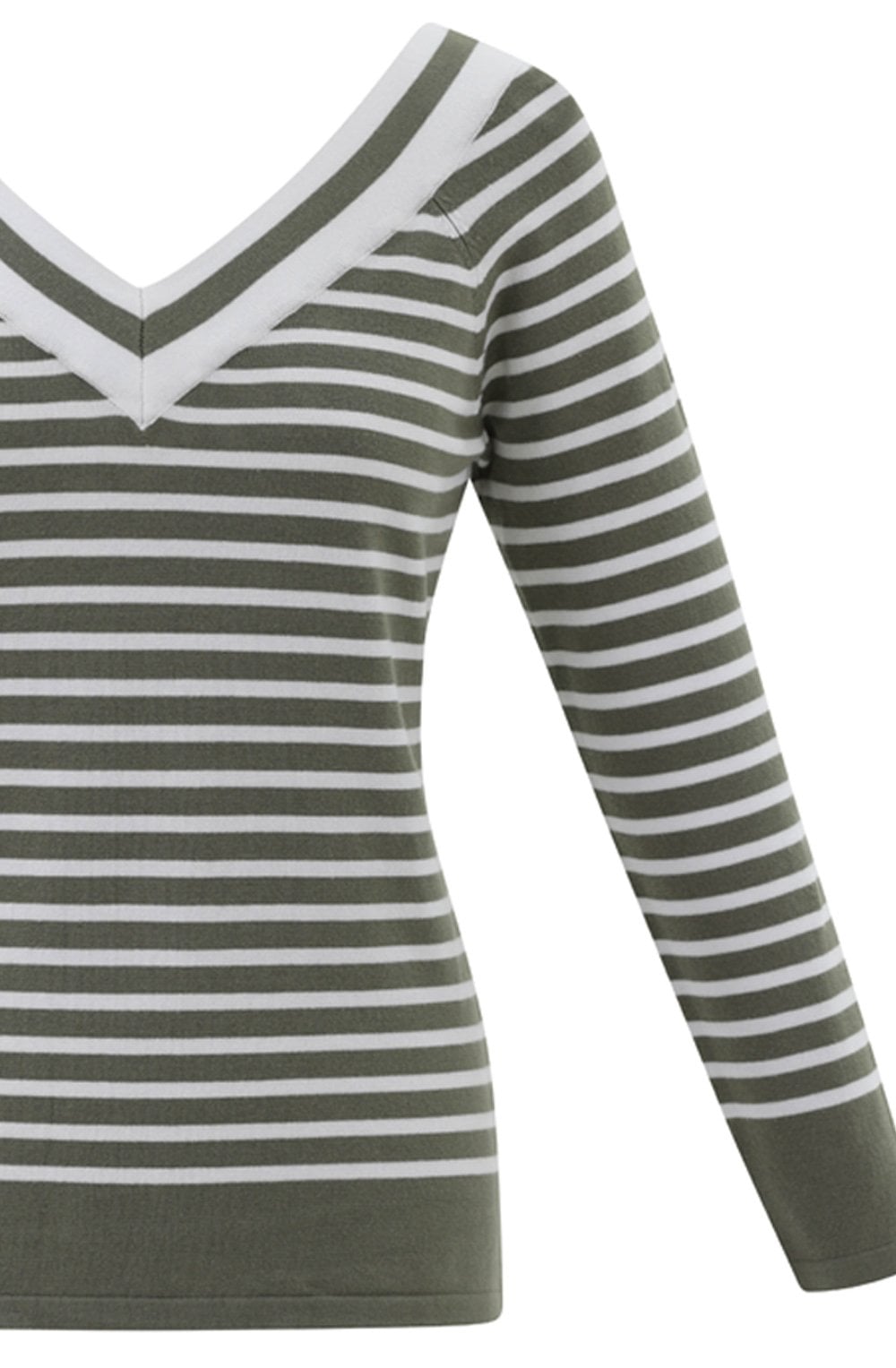 Khaki Wide V Neck Sweater