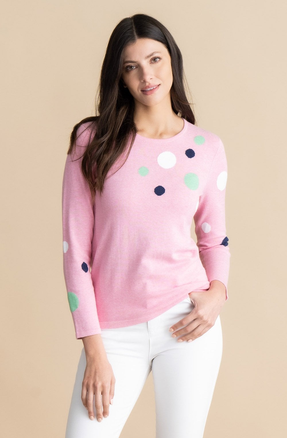 Light Pink Polka Dot Design Sweater