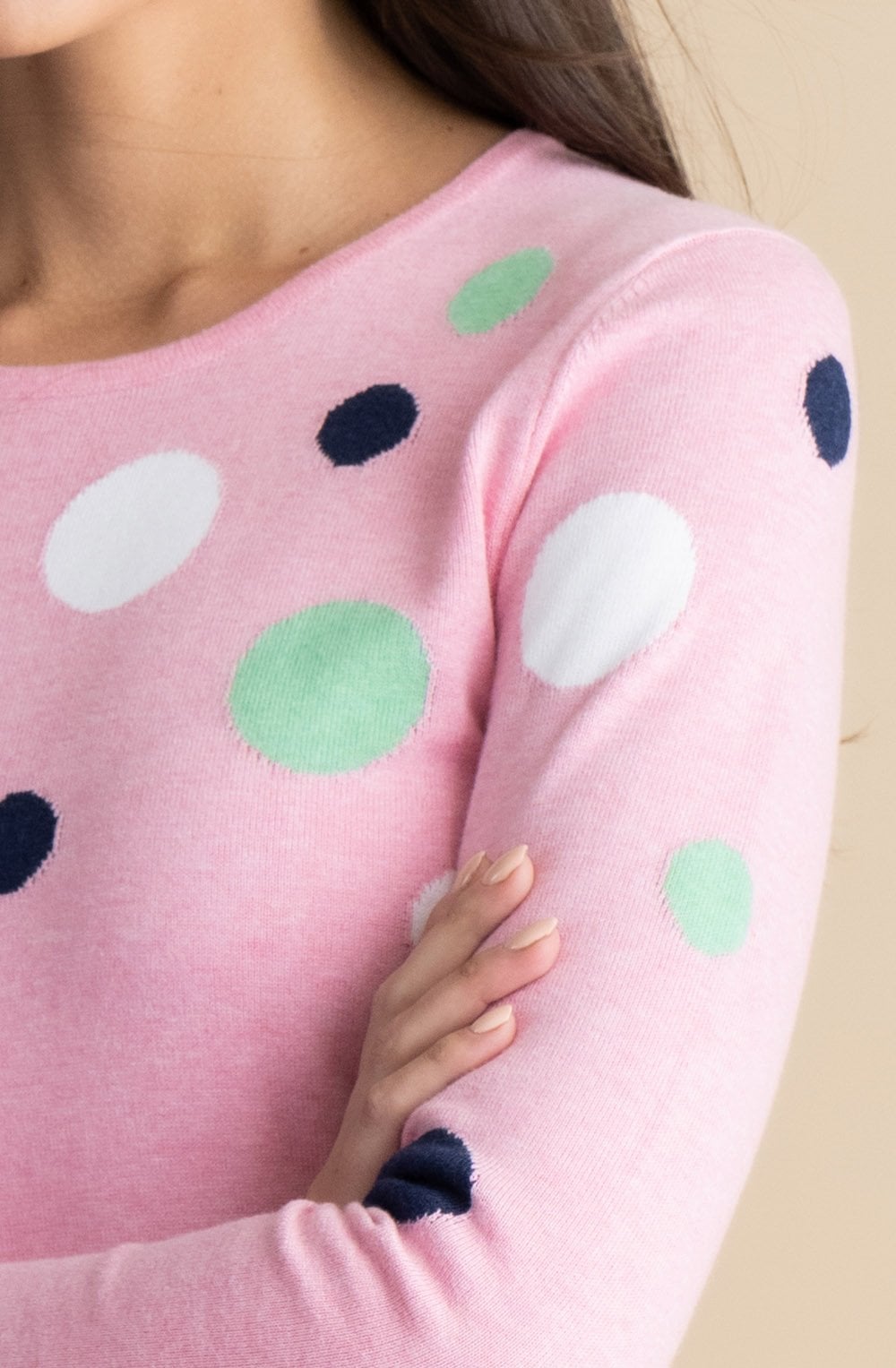 Light Pink Polka Dot Design Sweater