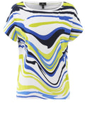 Lime and Cobalt Blue Abstract Stripe T Shirt