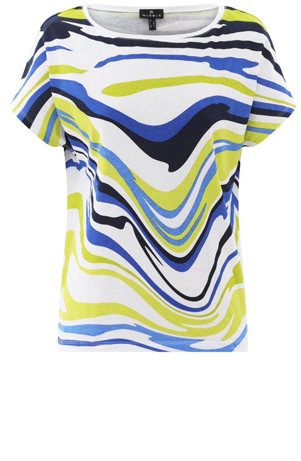 Lime and Cobalt Blue Abstract Stripe T Shirt