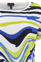 Lime and Cobalt Blue Abstract Stripe T Shirt
