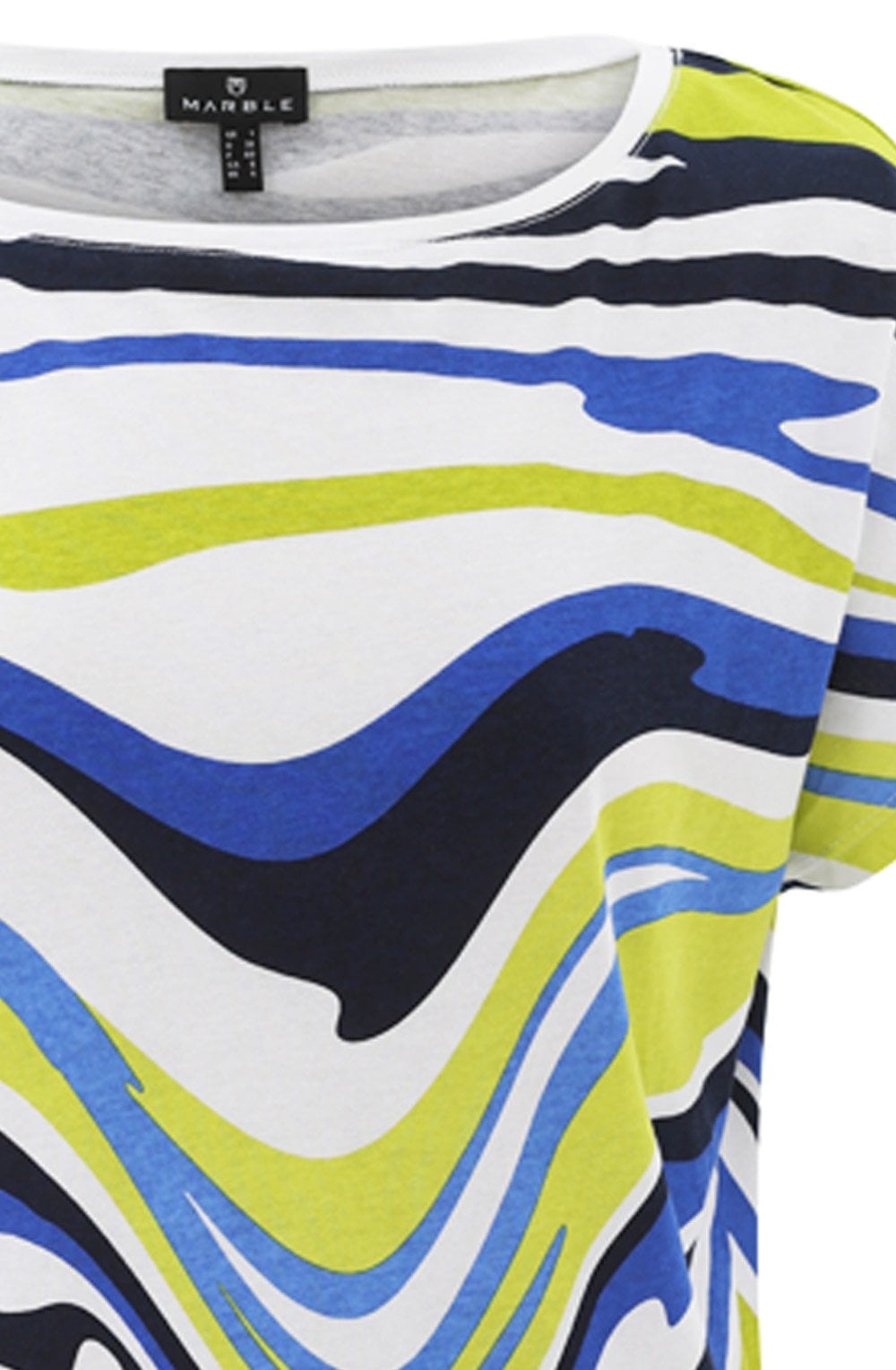 Lime and Cobalt Blue Abstract Stripe T Shirt