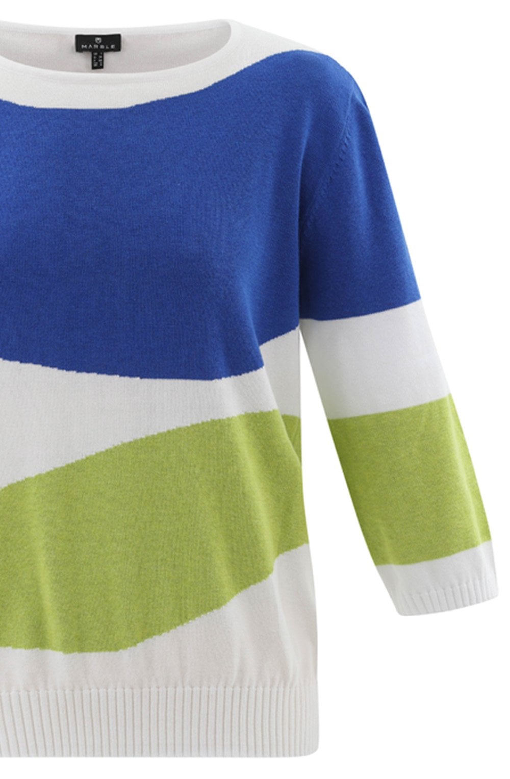 Lime Green and Blue Abstract Stripe Relaxed Jumper