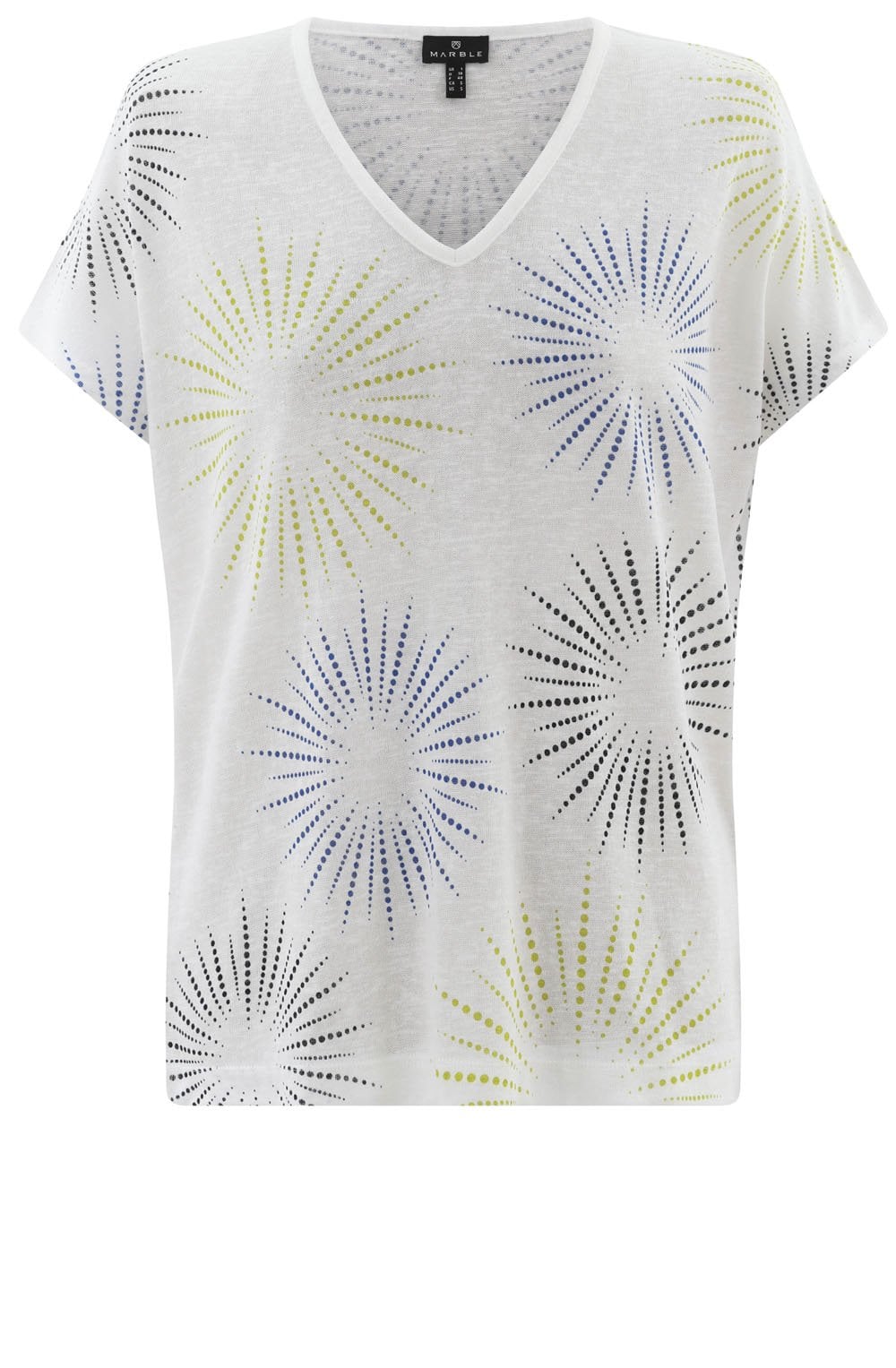 Lime Green and Blue Fine Knit Semi Sheer Top