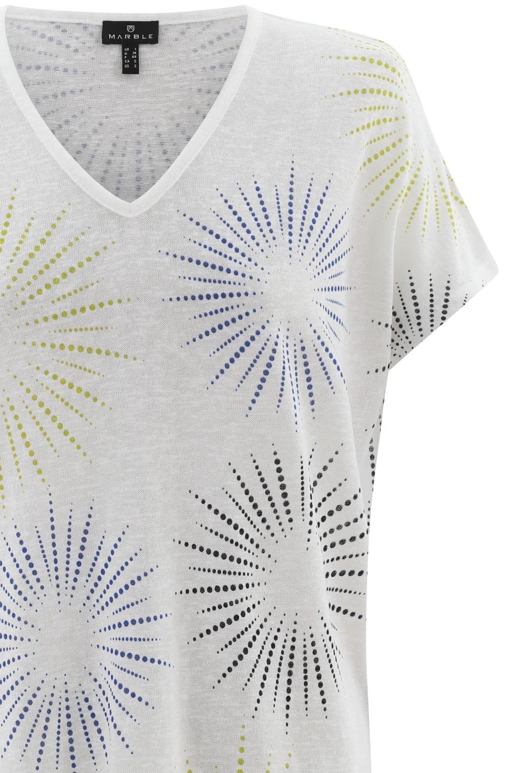 Lime Green and Blue Fine Knit Semi Sheer Top