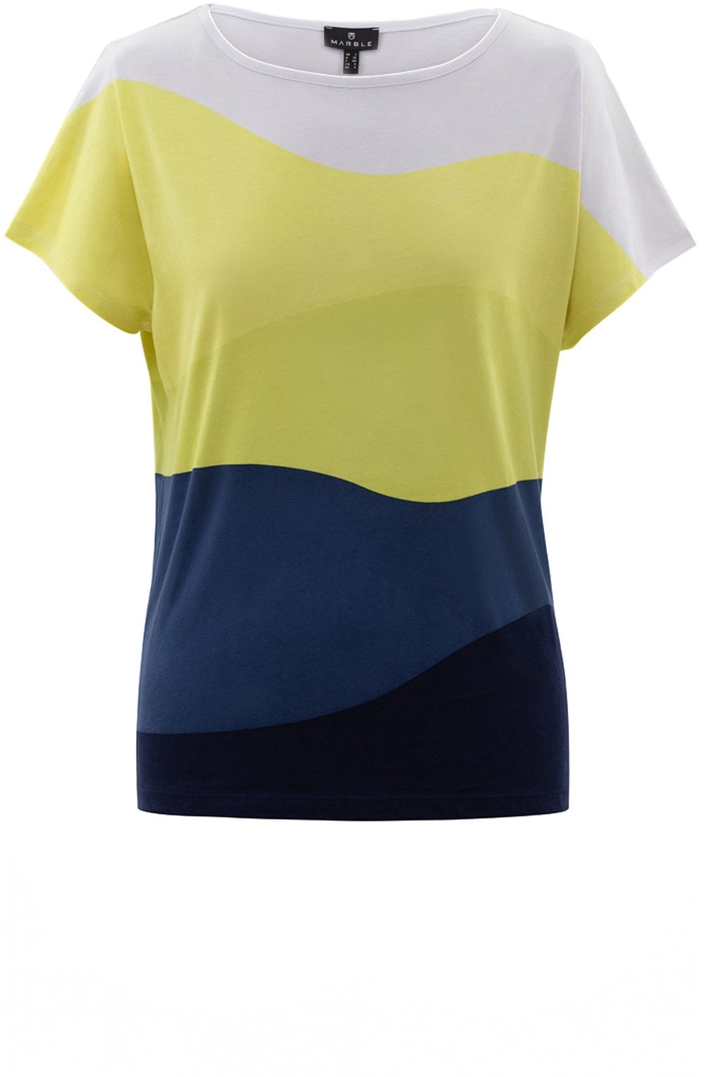 Lime Green and Navy Striped Casual T Shirt