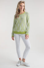 Lime Green and White Patterned Cable Knit Jumper