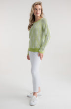 Lime Green and White Patterned Cable Knit Jumper