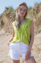 Lime Green Cross Over Ruffle Top