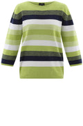 Lime Green Ribbed Knit Striped Jumper