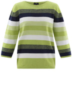 Lime Green Ribbed Knit Striped Jumper