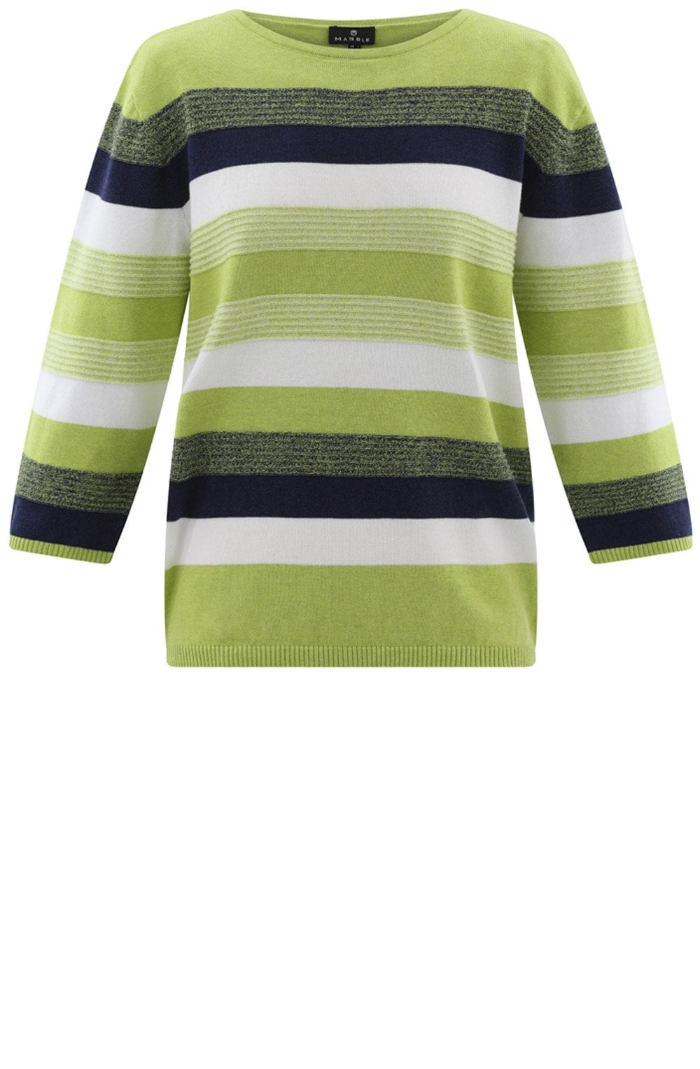 Lime Green Ribbed Knit Striped Jumper