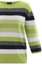 Lime Green Ribbed Knit Striped Jumper