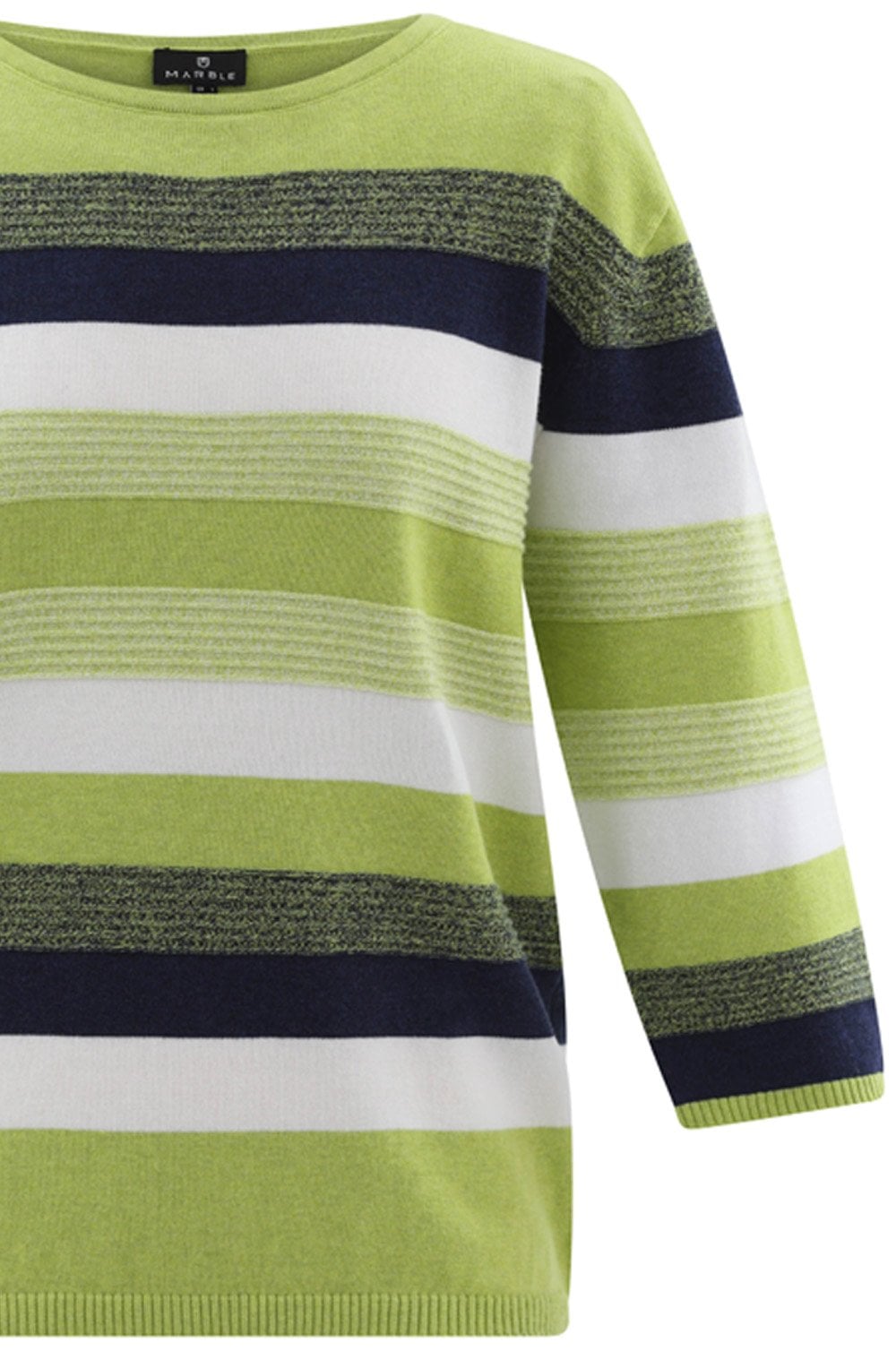 Lime Green Ribbed Knit Striped Jumper