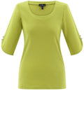 Lime Green Silver Button Sleeve T Shirt
