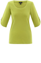 Lime Green Silver Button Sleeve T Shirt