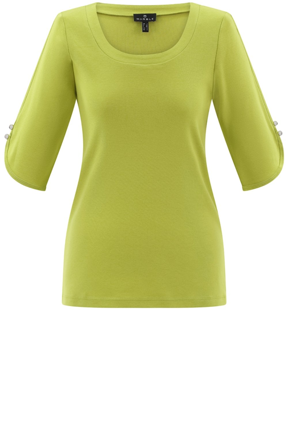 Lime Green Silver Button Sleeve T Shirt