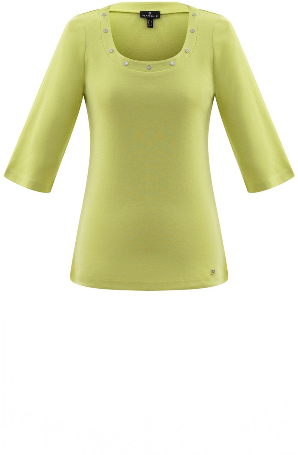 Lime T shirt With Silver Stud Neckline