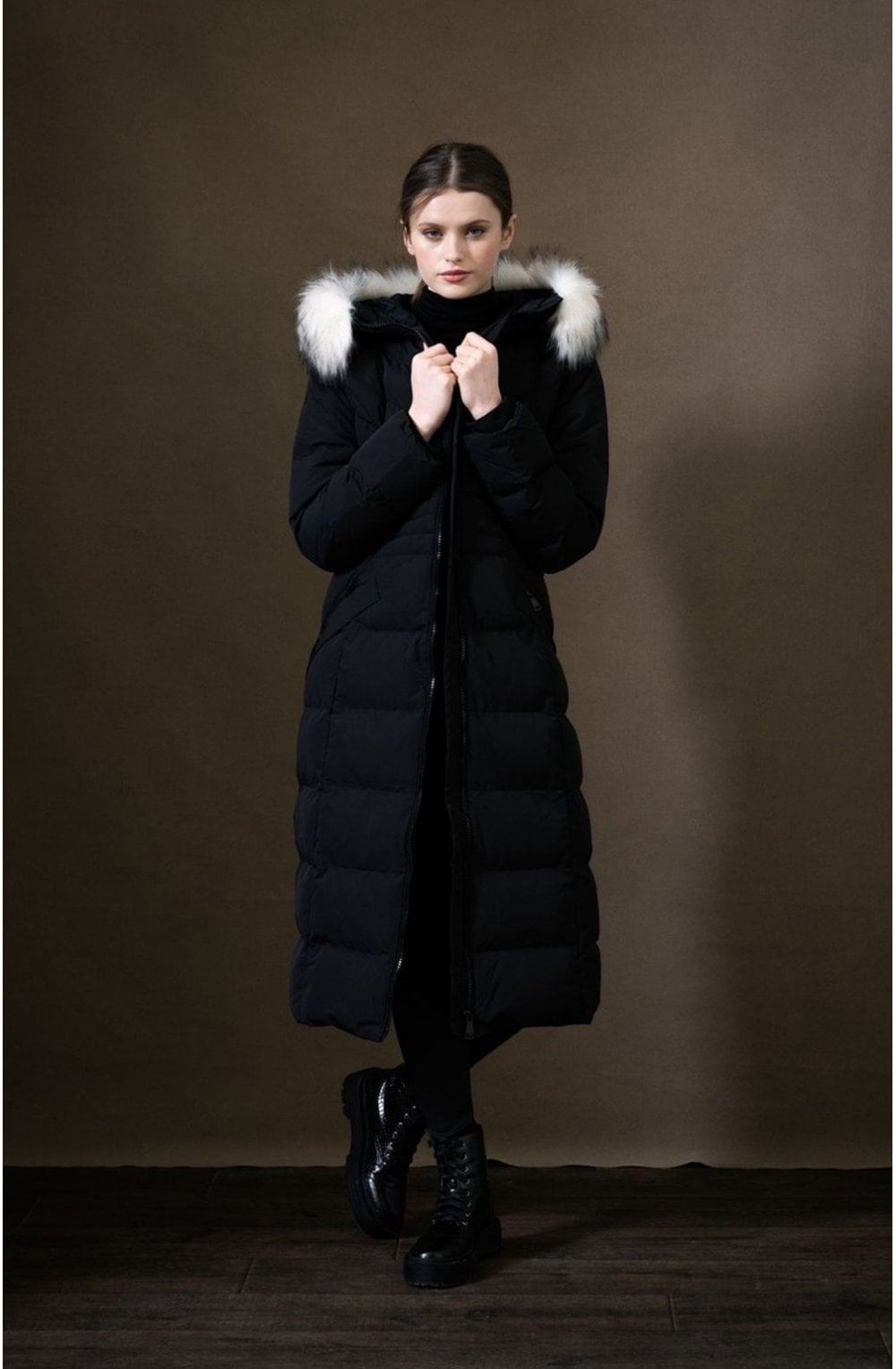 Long Black Quilted Coat
