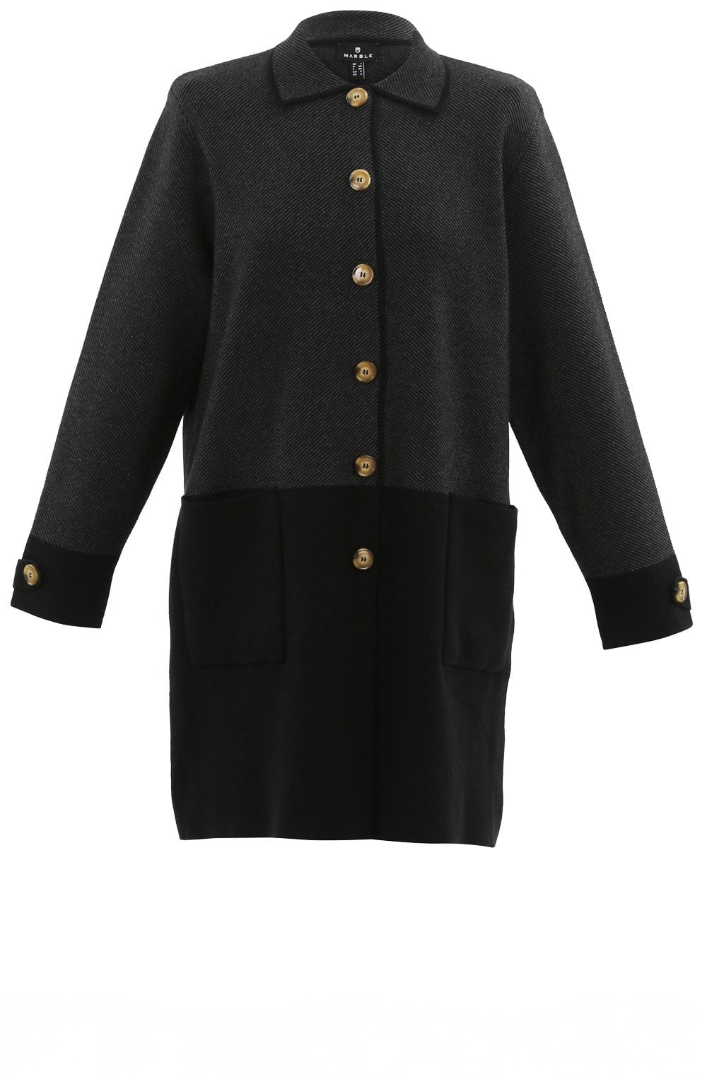Long Dark Grey & Black Shirt Jacket