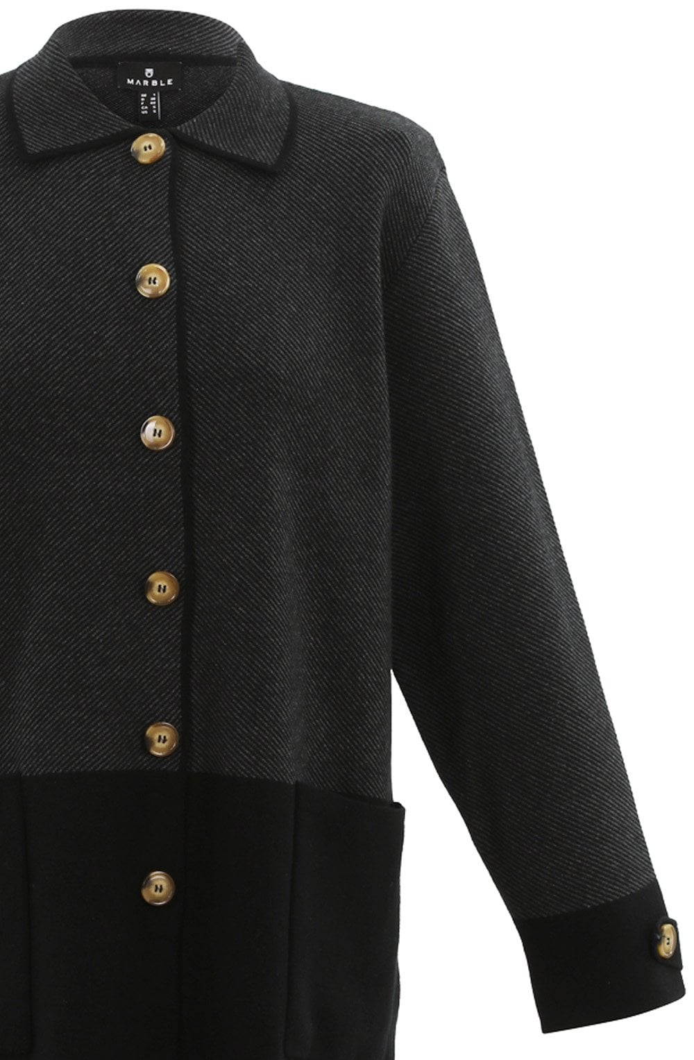 Long Dark Grey & Black Shirt Jacket
