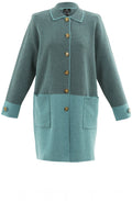 Long Turquoise & Grey Shirt Jacket