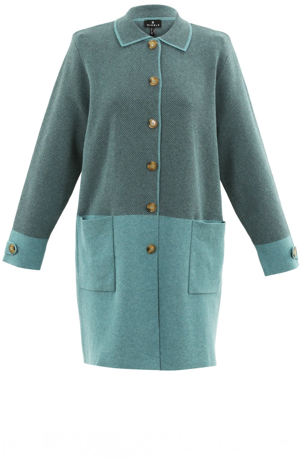 Long Turquoise & Grey Shirt Jacket