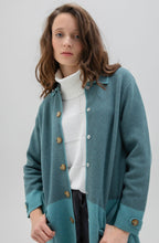 Long Turquoise & Grey Shirt Jacket