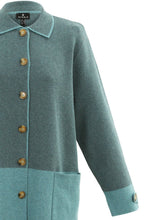 Long Turquoise & Grey Shirt Jacket