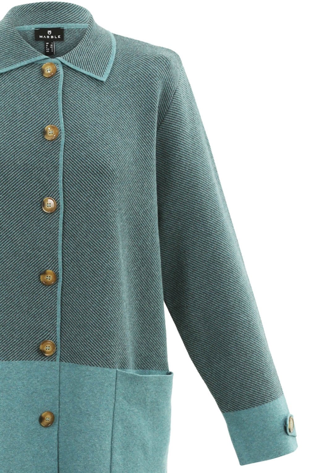 Long Turquoise & Grey Shirt Jacket