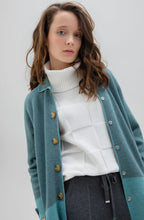 Long Turquoise & Grey Shirt Jacket