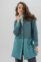 Long Turquoise & Grey Shirt Jacket