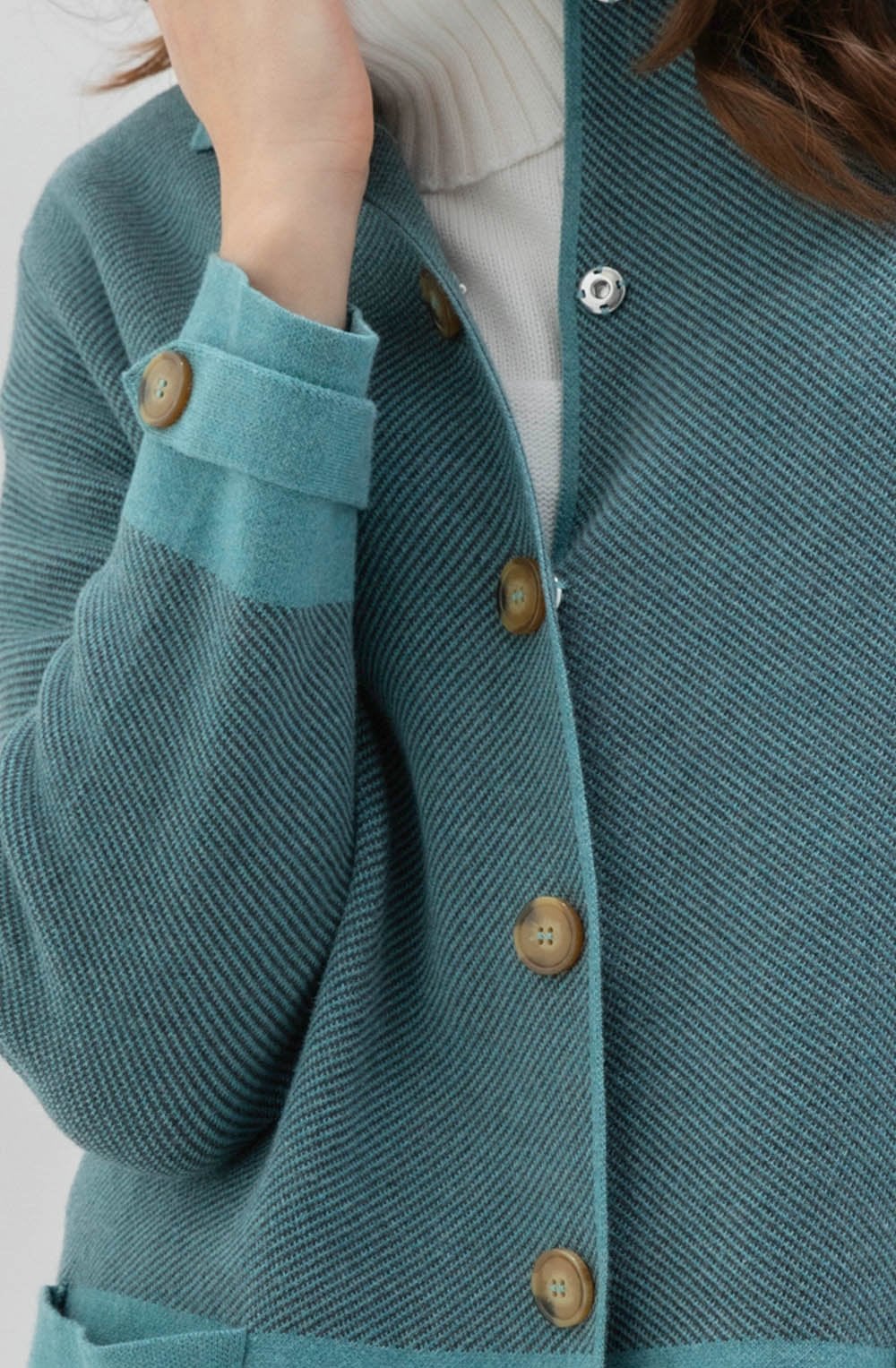 Long Turquoise & Grey Shirt Jacket