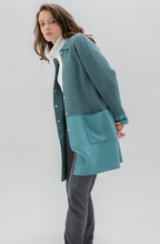 Long Turquoise & Grey Shirt Jacket