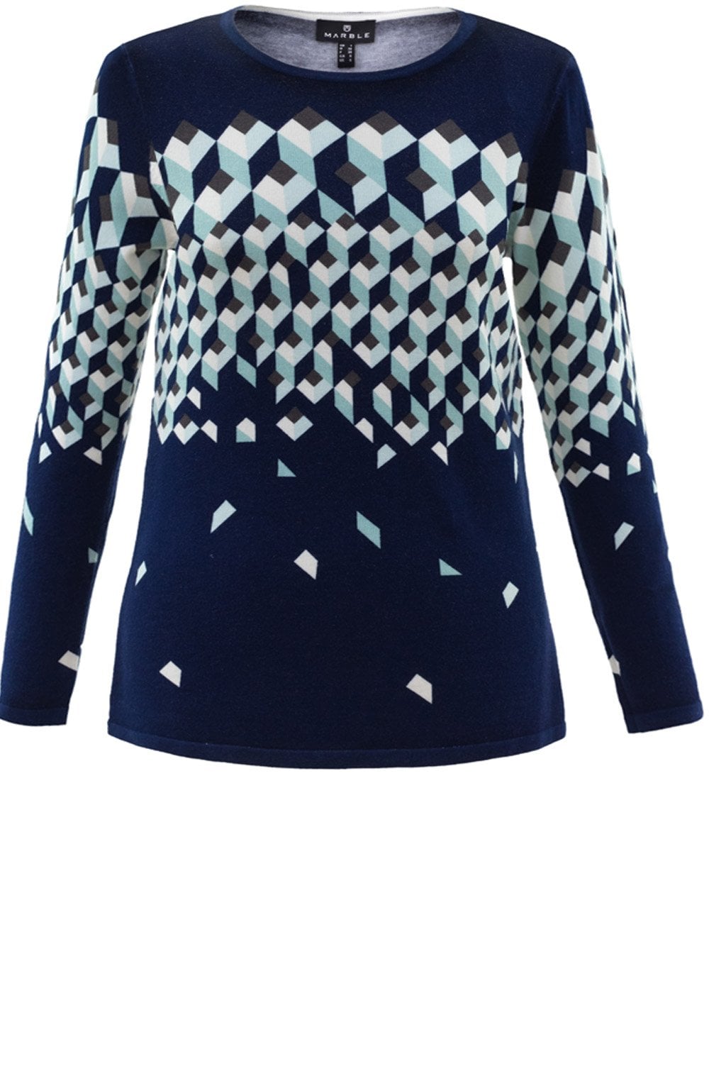 Mint & Navy Patterned Jumper
