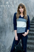 Mint & Navy V Neck Jumper