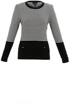 Monochrome Stripes and Silver Button Detail Sweater