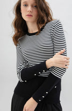 Monochrome Stripes and Silver Button Detail Sweater
