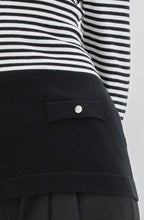 Monochrome Stripes and Silver Button Detail Sweater