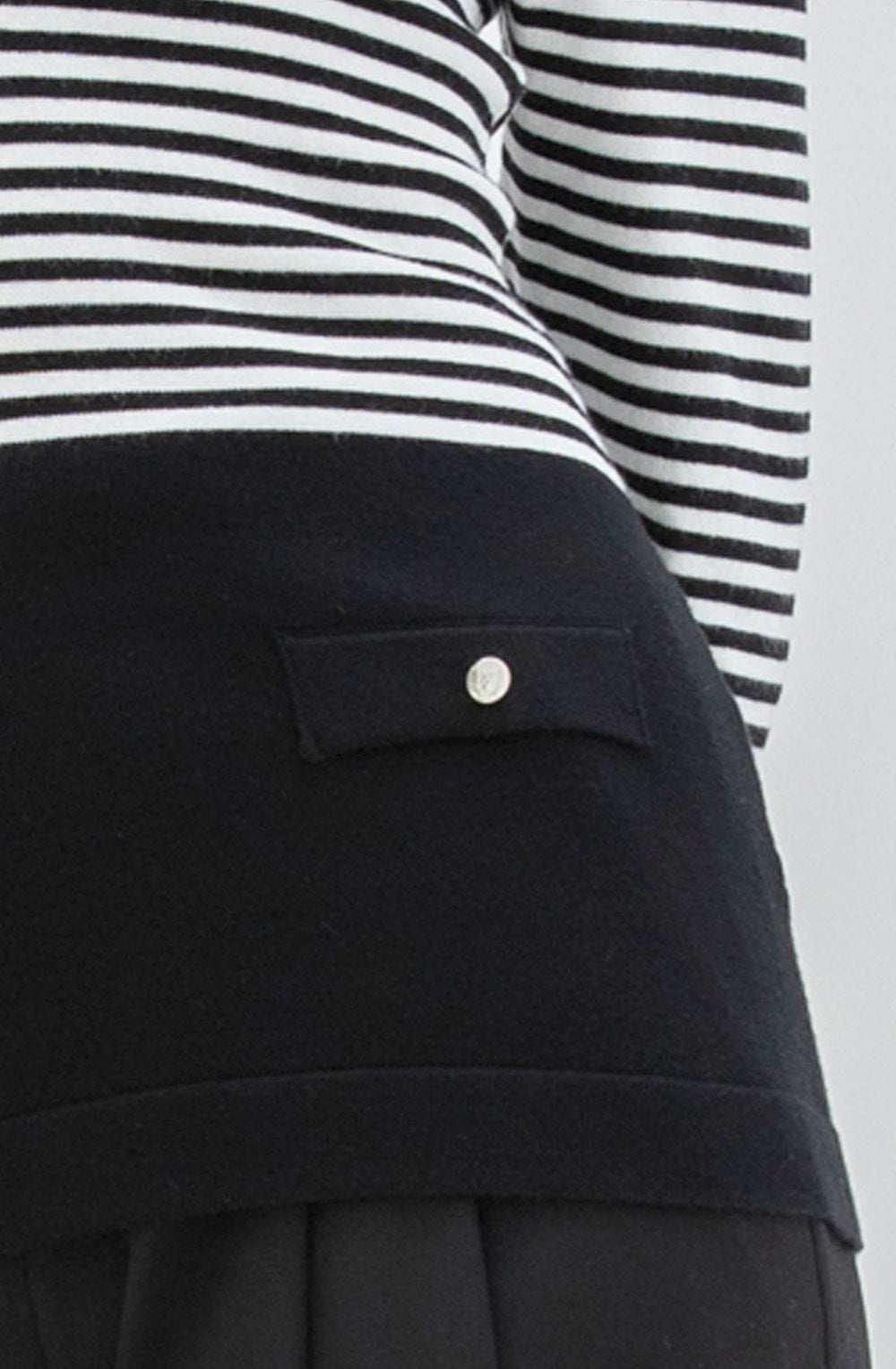 Monochrome Stripes and Silver Button Detail Sweater