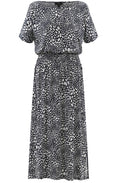Navy Abstract Print On Or Off The Shoulder Dress