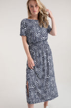 Navy Abstract Print On Or Off The Shoulder Dress