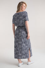 Navy Abstract Print On Or Off The Shoulder Dress