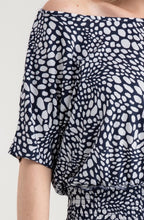 Navy Abstract Print On Or Off The Shoulder Dress